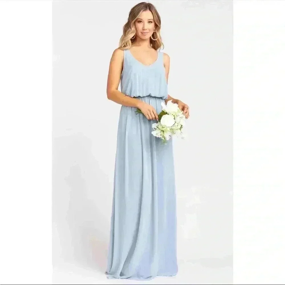 Show Me Your MuMu Kendall Maxi Bridesmaid Wedding Dress in Steel Blue Ch…